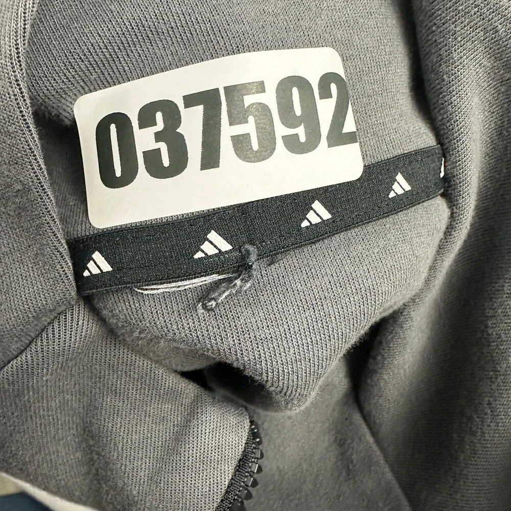 Adidas Hoodie Men Medium Gray 1/4 Zip Ribbed Panel Tech Fleece Utility Pocket M